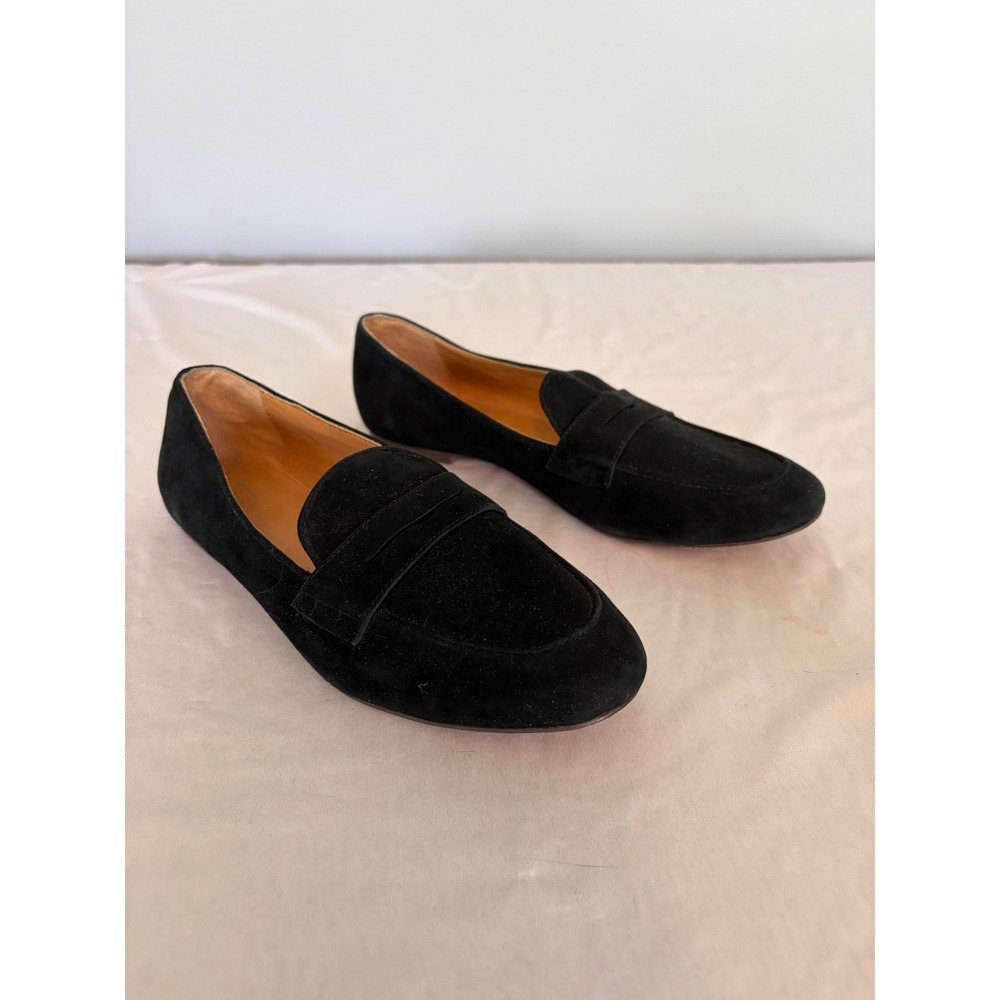 J. Crew Charlie Penny Loafers Black Suede 8.5